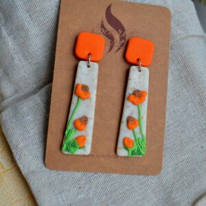 Cercei flori portocalii