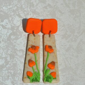 Cercei flori portocalii - Imagine 4