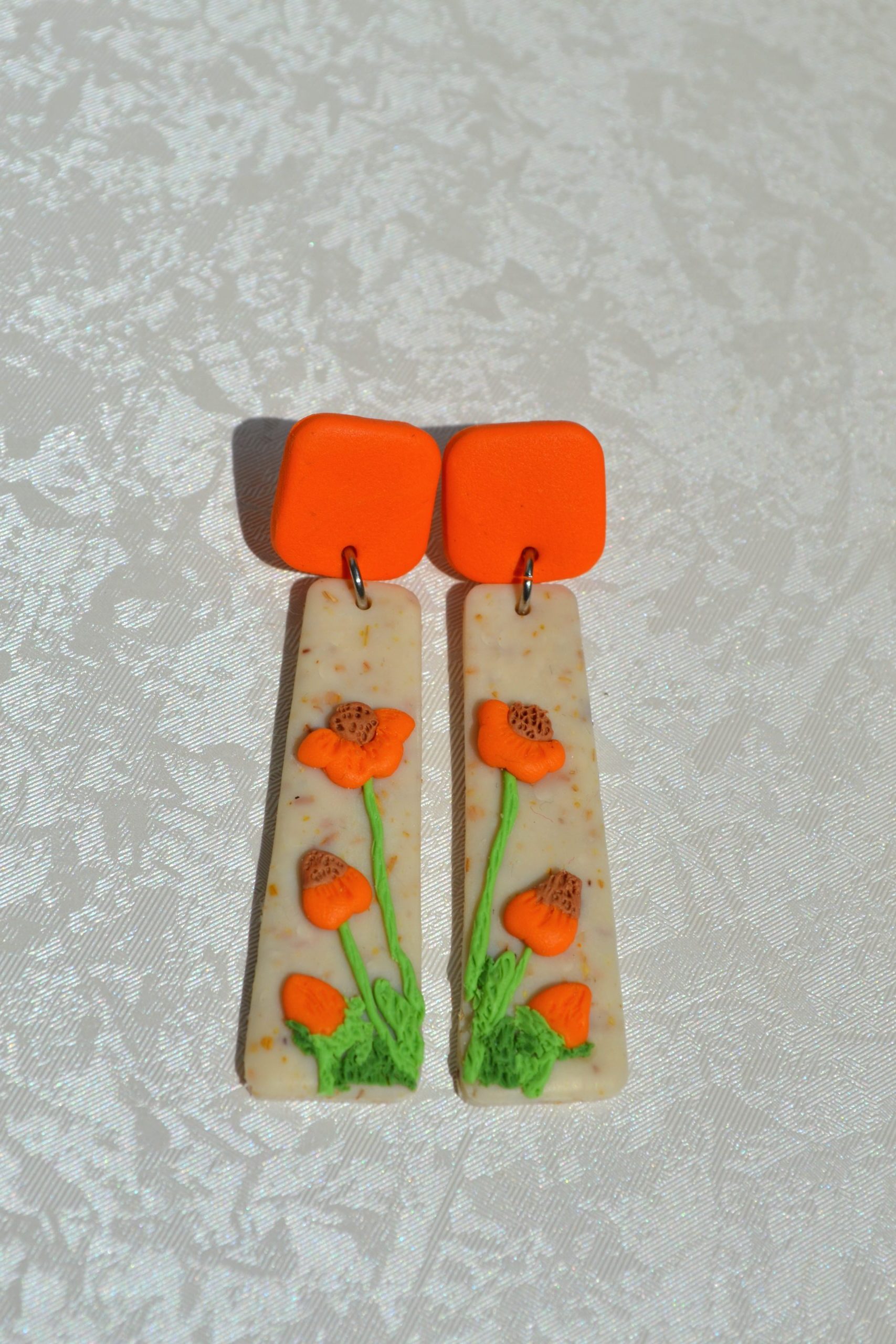 Cercei flori portocalii - Imagine 4