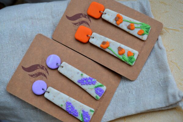 Cercei flori portocalii