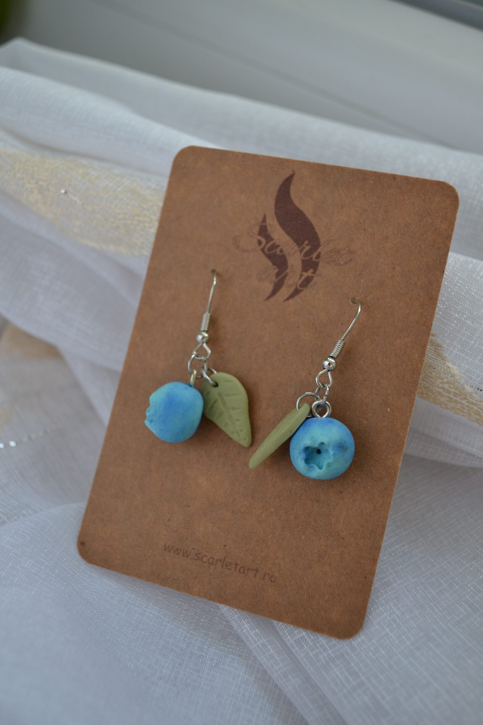 Cercei afine cu frunzuliță - Imagine 3