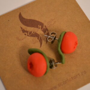 Cercei afine roșii cu frunze - Imagine 3