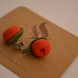 Cercei afine roșii cu frunze - Imagine 2