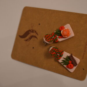 Cercei tricot cu elemente de Crăciun - Imagine 2