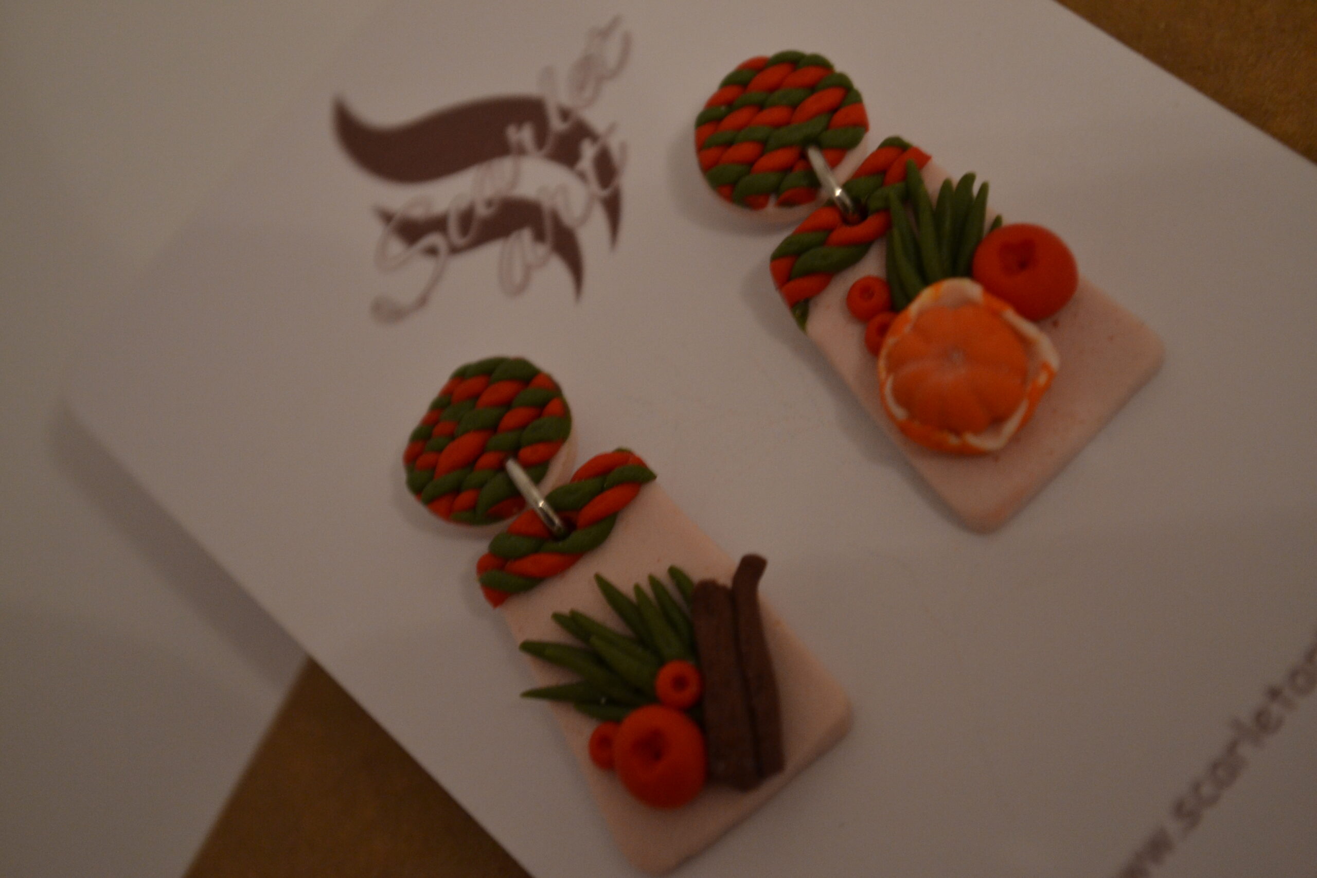 Cercei tricot cu elemente de Crăciun - Imagine 3