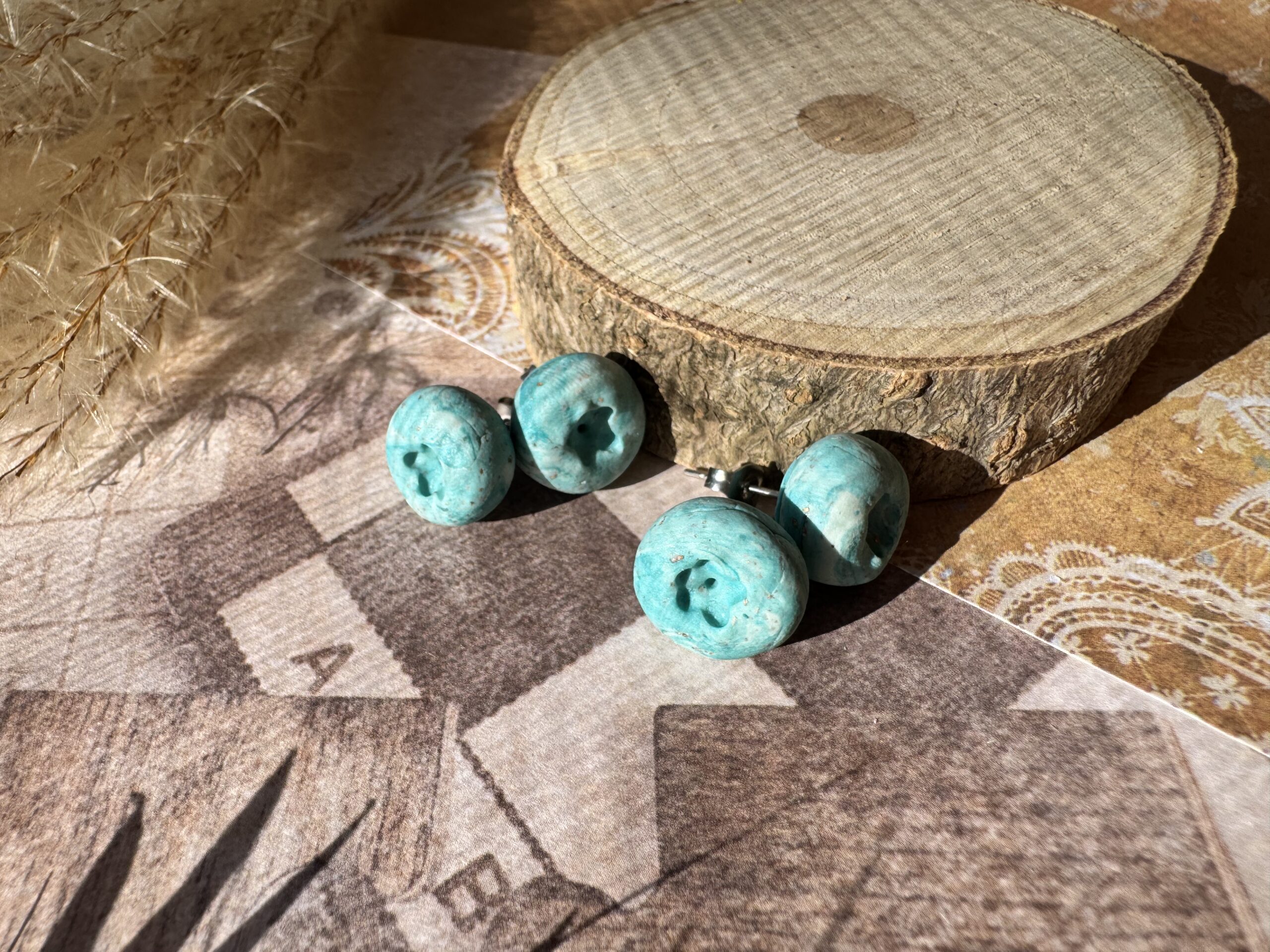 Cercei afină albastră marble - Imagine 3